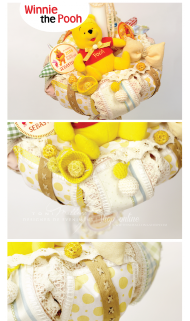 Lumanare de botez pentru baieti cu ursuleti, 65x4 cm, Happy Bear  1
